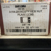 Load image into Gallery viewer, Brighton Best- 2H HEAVY HEX NUT - 3/8-16 - MED. CARBON STEEL - PLAIN - UNC - ASTM A194, SA 194 - 100 PK
