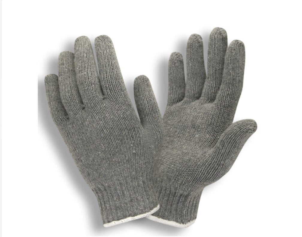 502 Gray Cotton/PET Knitwrist Uncoated Body Guard® Heavy Weight String Knit Glove (6pk)