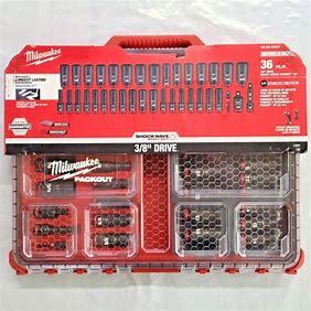 Milwaukee SHOCKWAVE Impact-Duty 3/8 in. Drive Metric and SAE Deep Well Impact PACKOUT Socket Set (36-Piece)