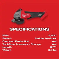 Load image into Gallery viewer, M18 FUEL 18V Lithium-Ion Brushless Cordless 4-1/2 in./5 in. Grinder w/Paddle Switch (Tool-Only)
