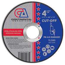 Continental Abrasives Premium Cut-Off wheel 4-1/2" X .040" X 3/8" Metal Cutting(pk of 25)