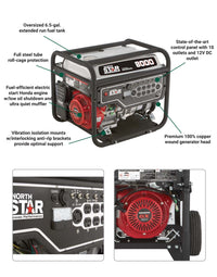 Load image into Gallery viewer, NorthStar 165603 Generator | 8,000 Surge Watts | 6,600 Rated Watts | Recoil Start With Wheel Kit
