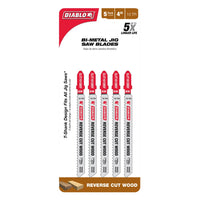 Load image into Gallery viewer, Diablo 4 in. 10 TPI Bi-Metal T-Shank Jig Saw Blades for Reverse Cuts in Wood (5pk)
