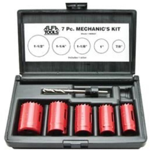 7pc Hole Saw Mechanics Kit bi-metal cobalt